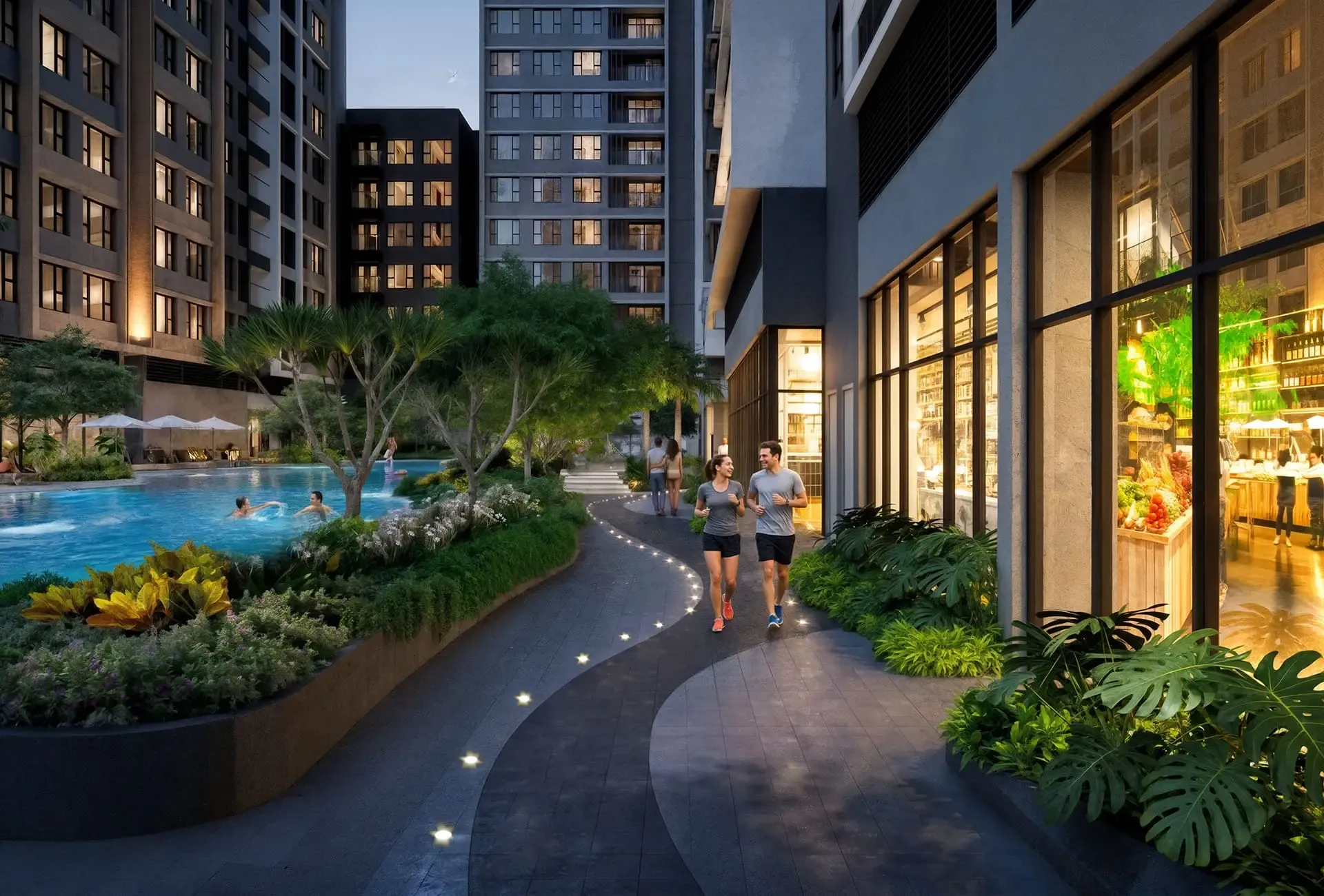 Lối dạo nội khu và không gian xanh Gladia Heights